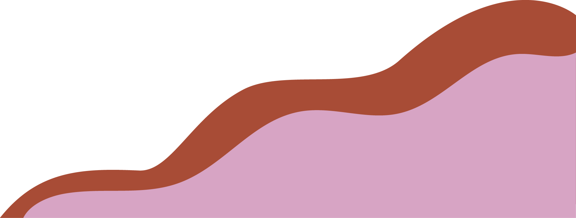 Abstract layered wave design in terracotta and mauve on a black background