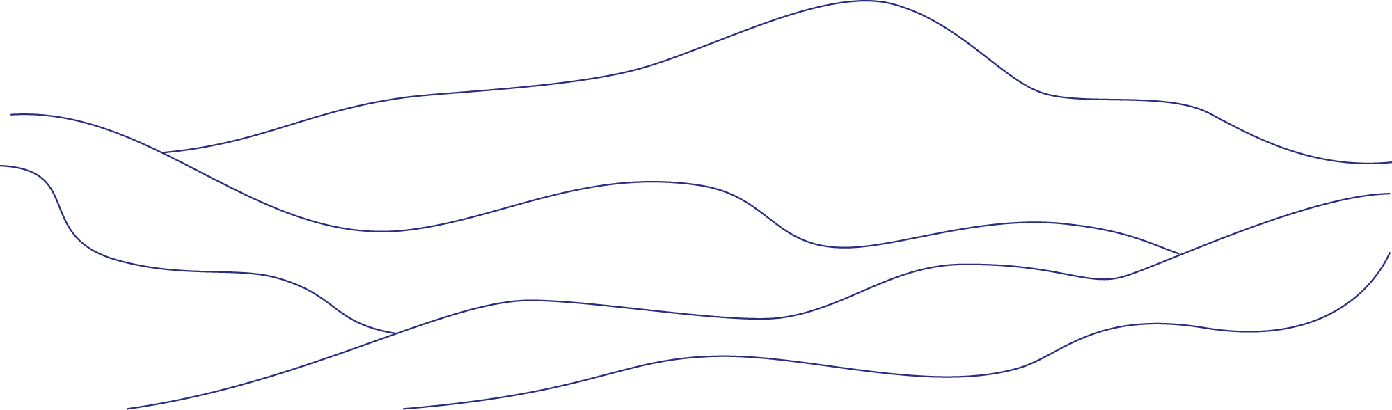 Abstract black background with several thin, flowing dark blue wave lines.