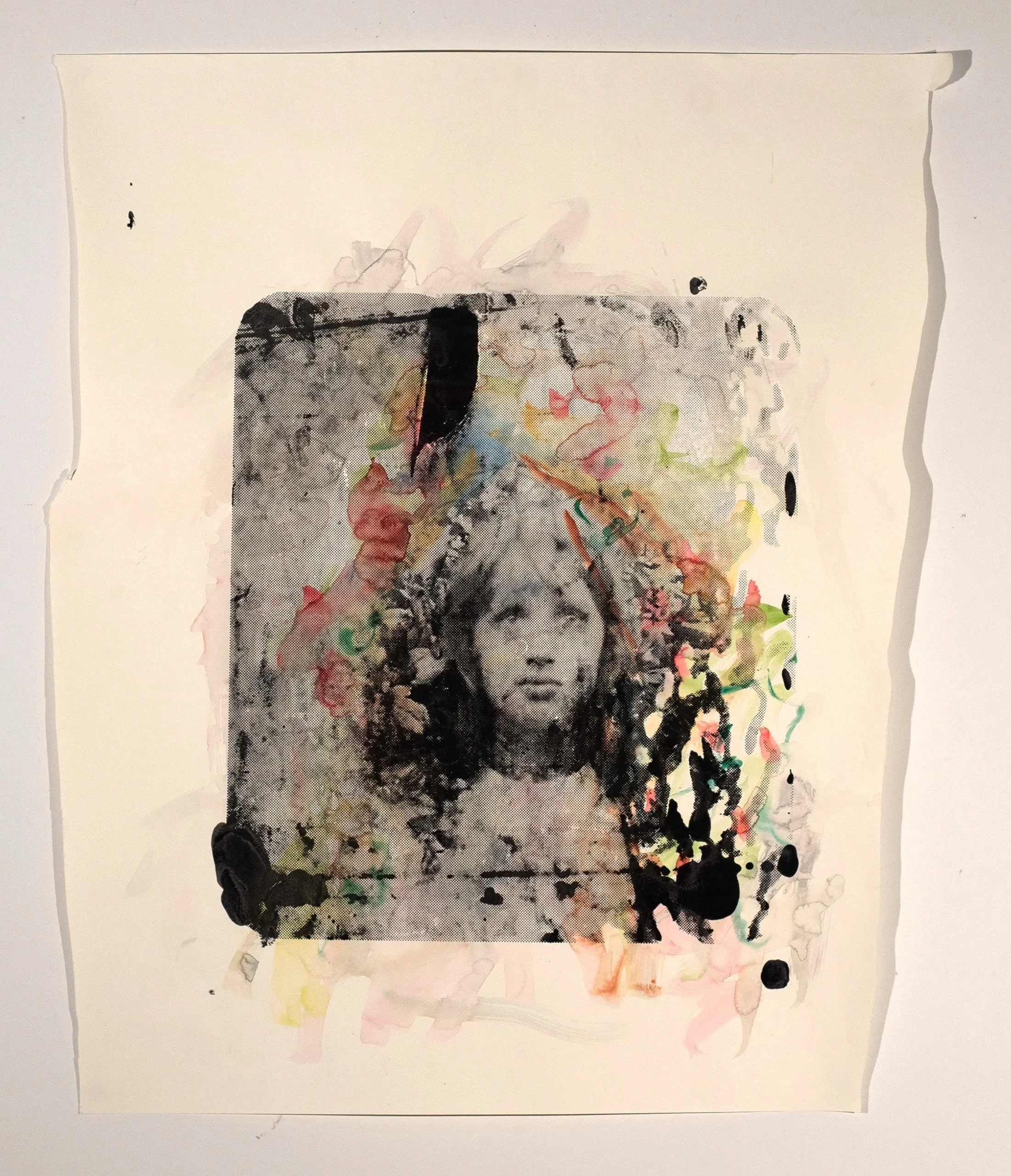 2025, silkscreen and watercolor on paper, 42 x 43 in.