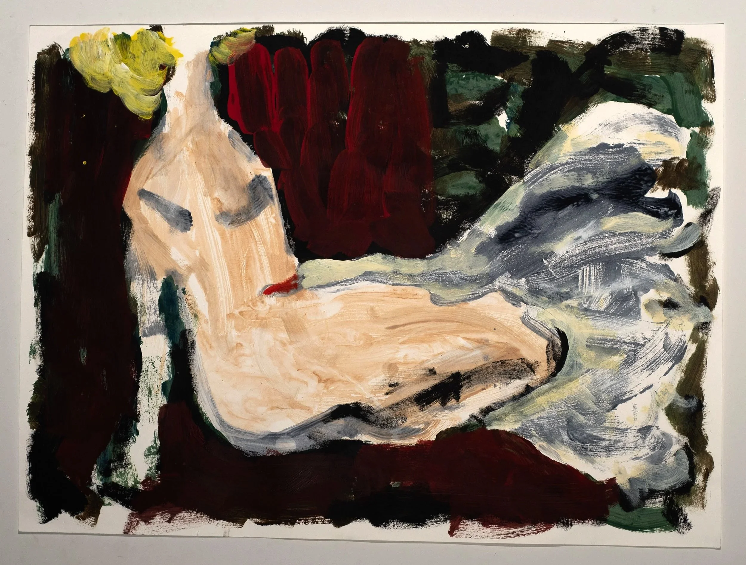 Watercolor, gouache, and monotype on paper, 22 x 30 in.