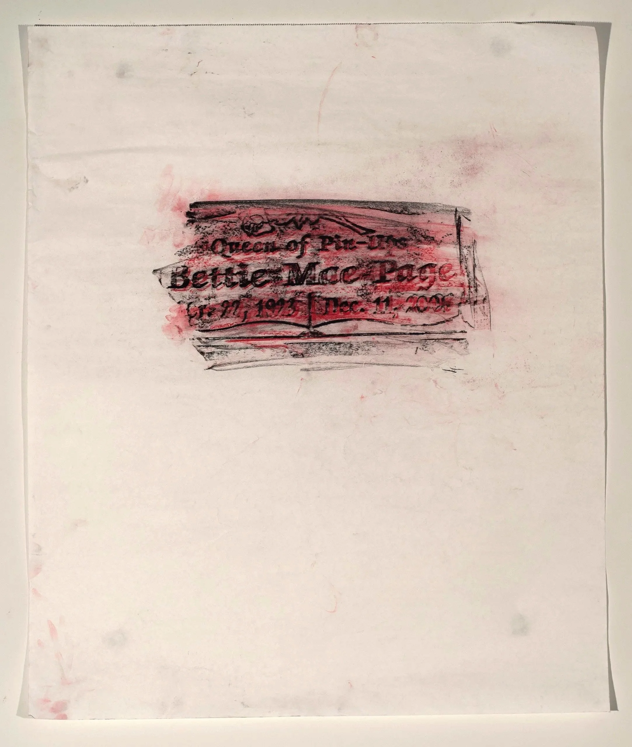 2025, charcoal rubbing on paper, 32 x 27 in.