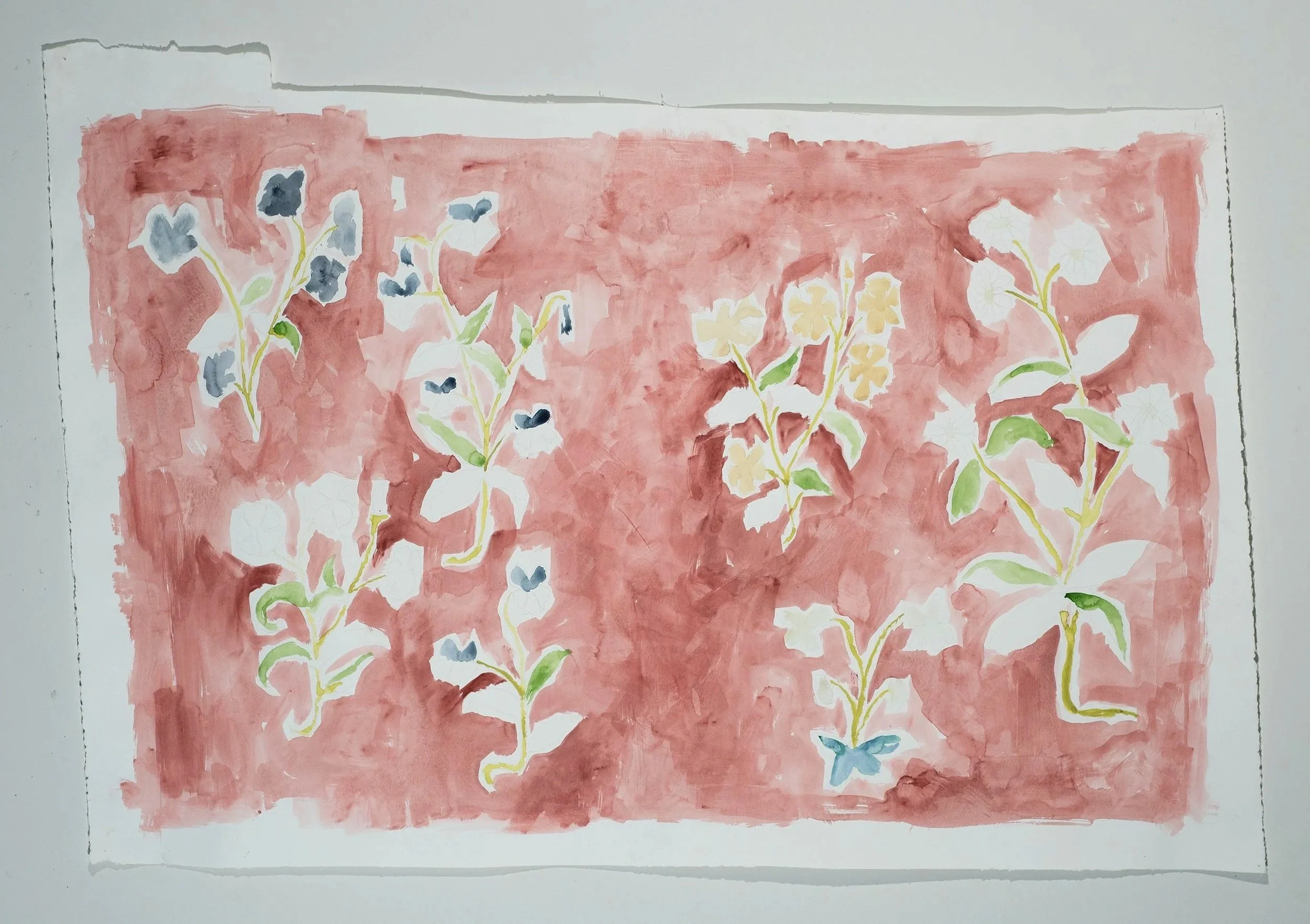 2025, watercolor on paper, 50 x 33 in.