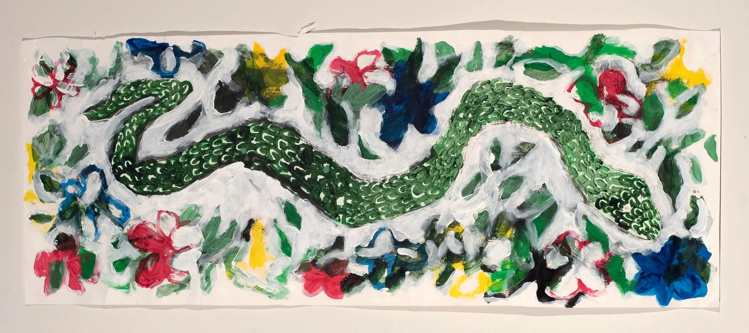 2025, watercolor  and acrylic on paper, 22 x 58 in.
