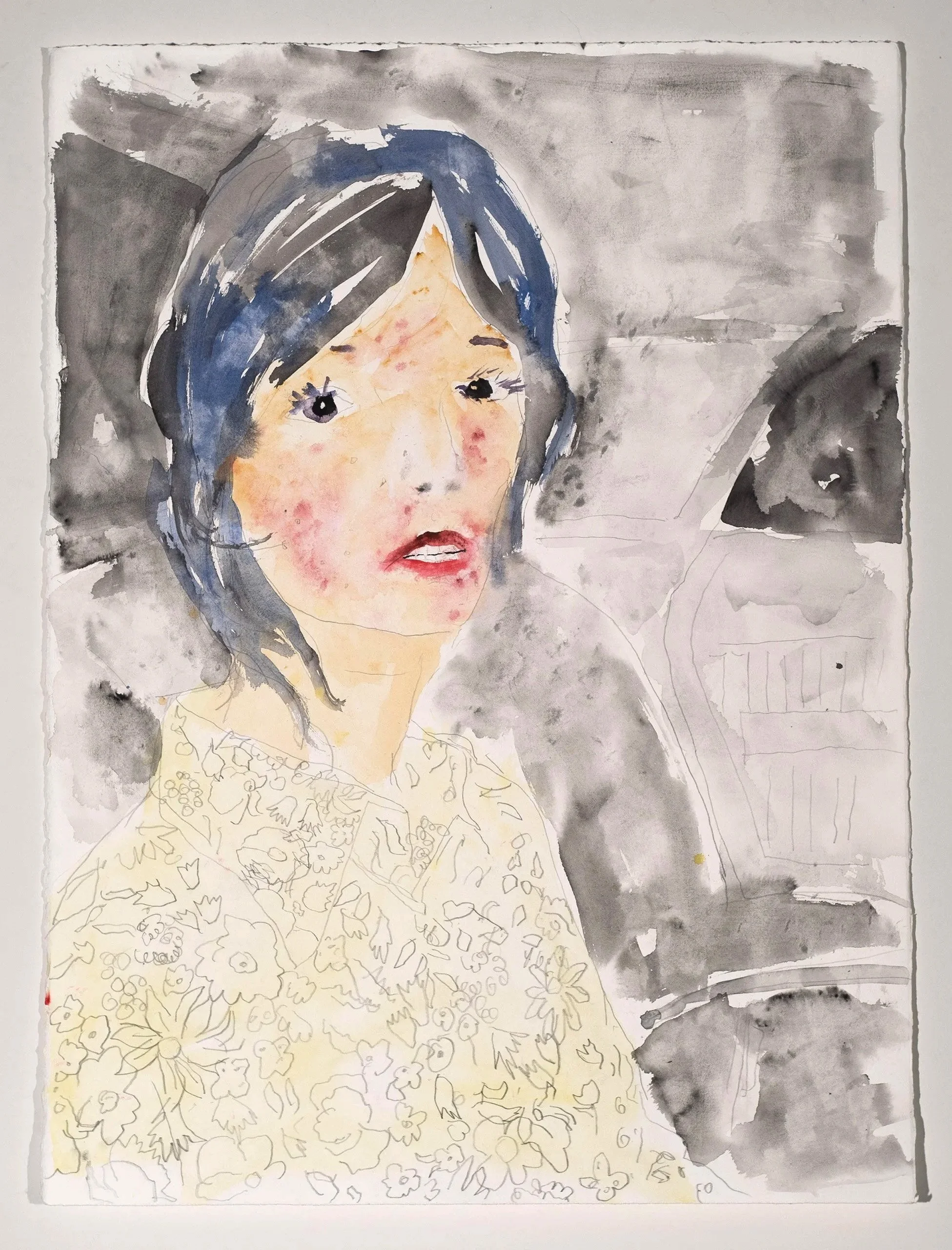 2025, watercolor on paper,  30 x 22 in.