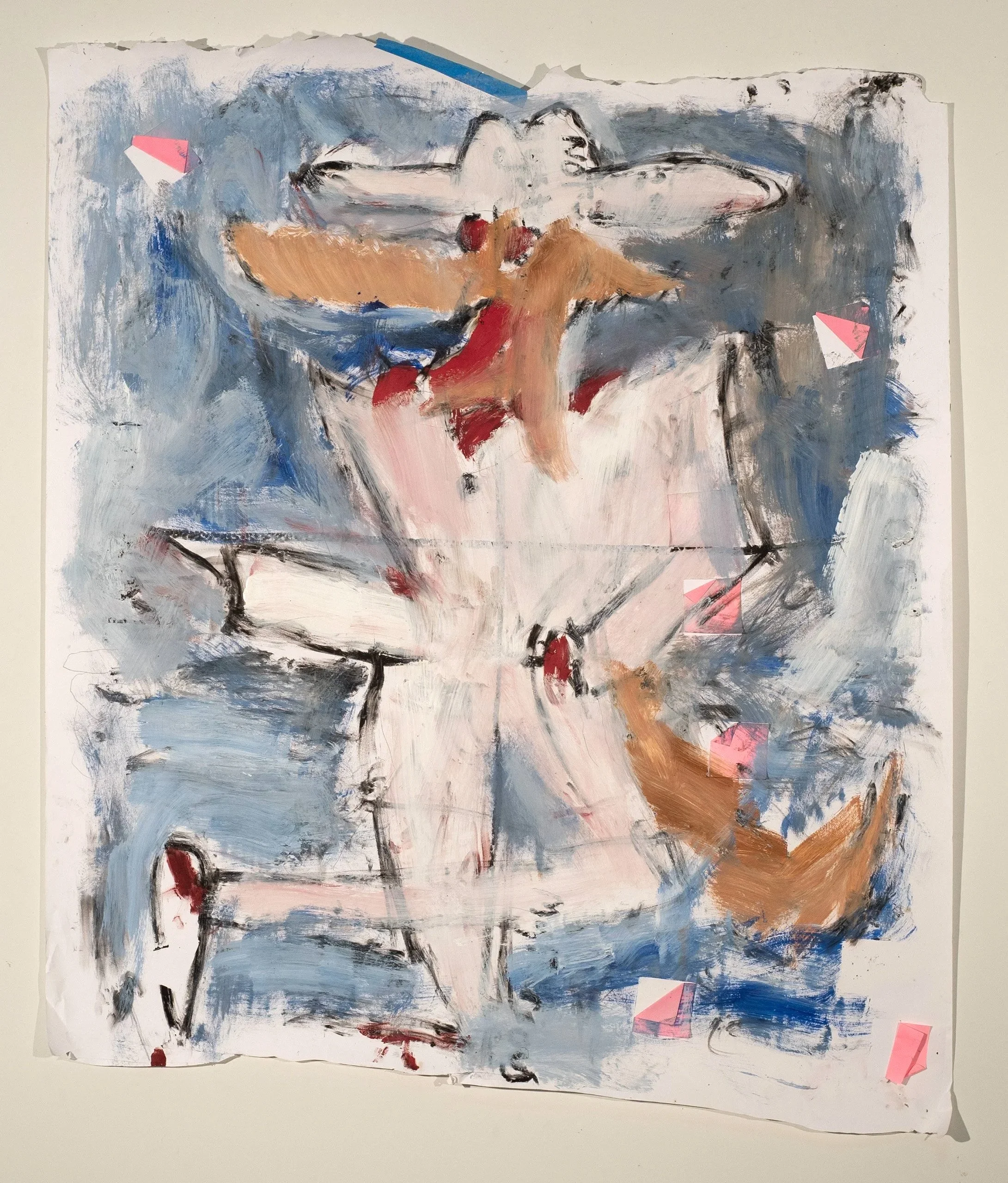 2025, acrylic and post its on paper, 55 x 49 in.