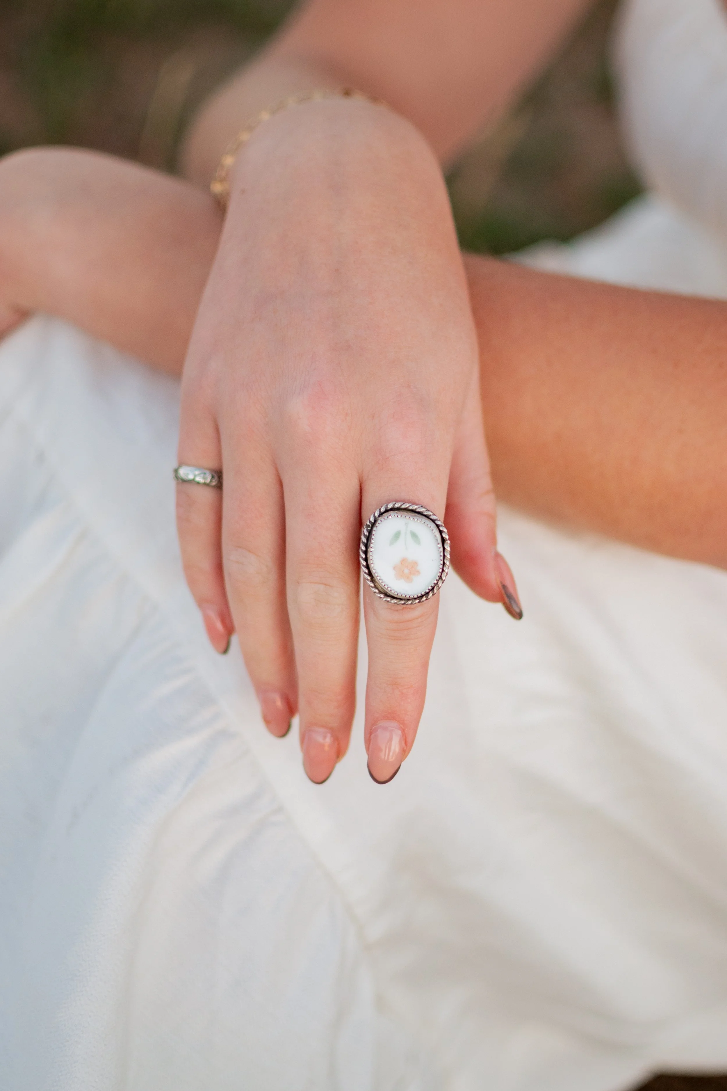 vintage ring made from silver, handmade, vintage plate ring