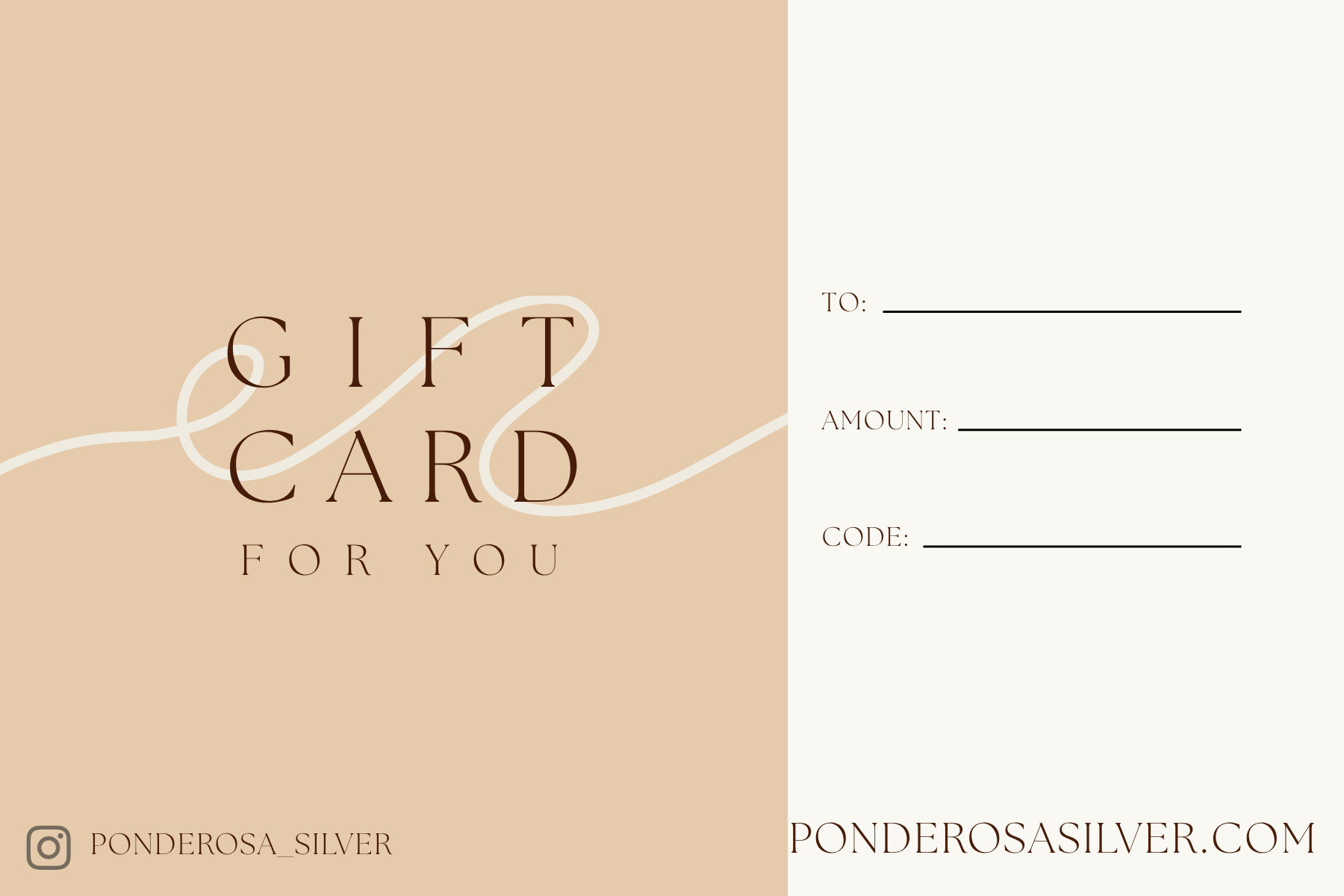 Ponderosa Silver Gift Card