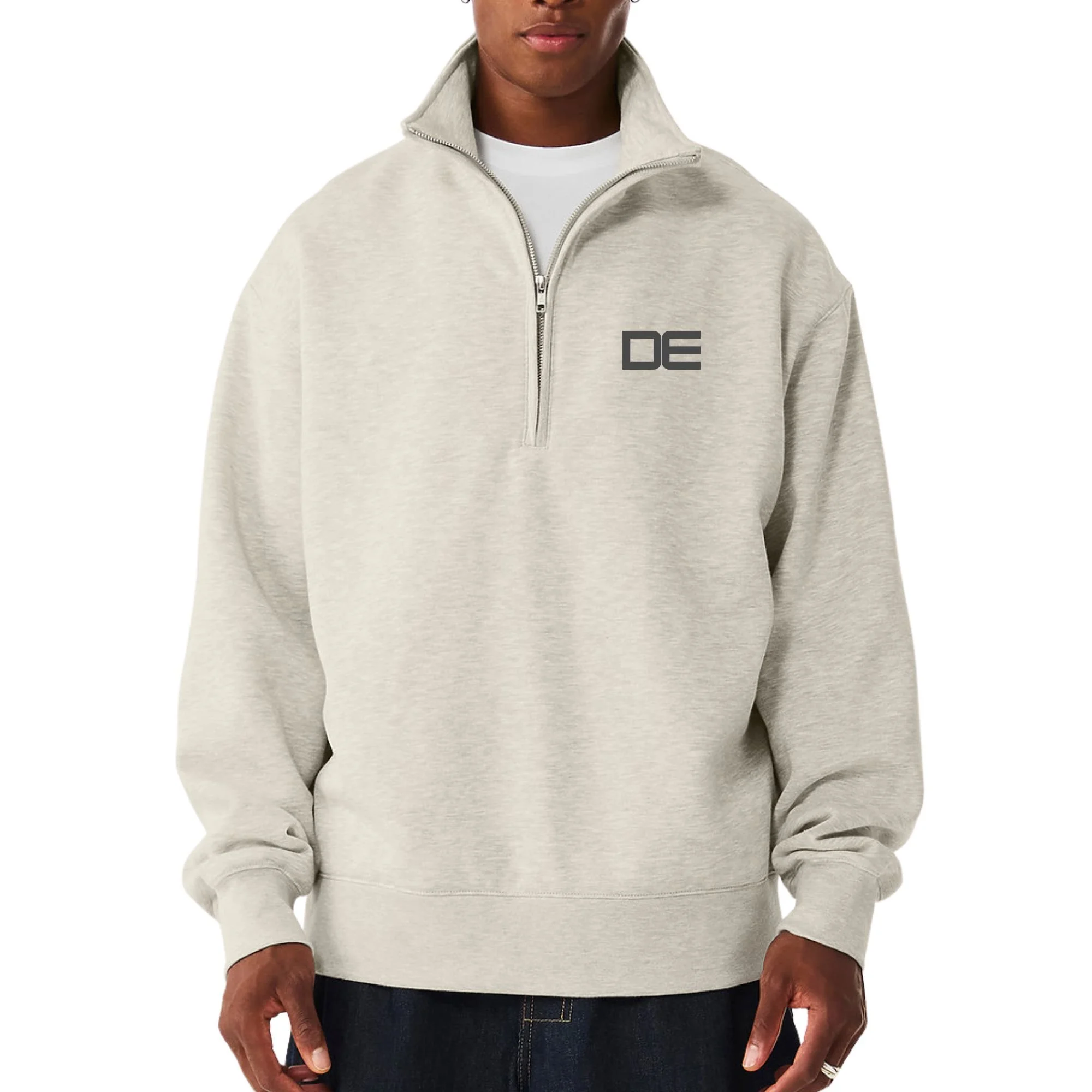 DE QUARTER ZIP IN HEATHER GREY
