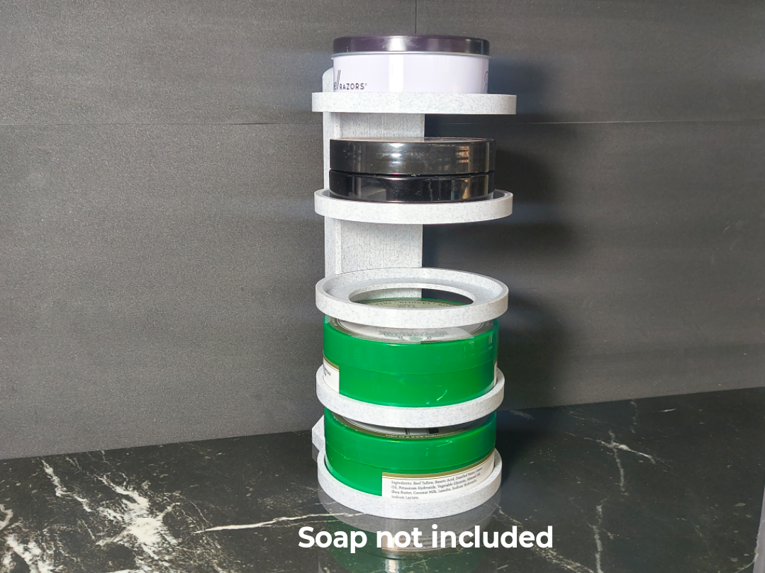 5 Jar Shave Soap Stand - Stylish Verticle Shelf - Countertop Organizer - 3D Printed