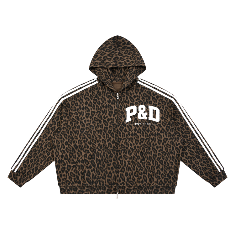 P&D Varsity Leopard Zip Hoodie