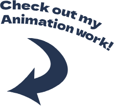Text read: 'Check out my Animation work!' with a large curved arrow pointing downward.