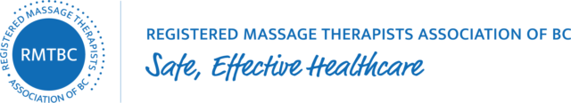 Logo of the Registered Massage Therapists Association of British Columbia with text 'Safe, Effective Healthcare'