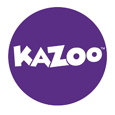 Purple circle with white text reading 'KAZOO'TM'.