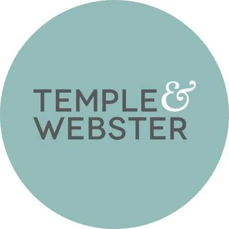 Logo with the words "Temple & Webster" inside a light blue circle.