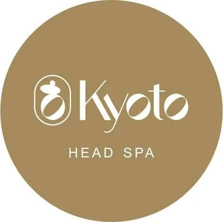 Kyoto Head Spa logo with a stylized head and hair design on a brown circular background.
