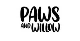 Text that reads 'PAWS AND WILLOW' in black, playful font.