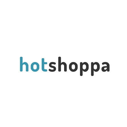 Logo for Hot Shoppa with the words 'hot' in blue and 'shoppa' in black on a white background.