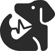 Silhouette of a dog with a cross-sectional view showing internal body parts like the heart and ribs