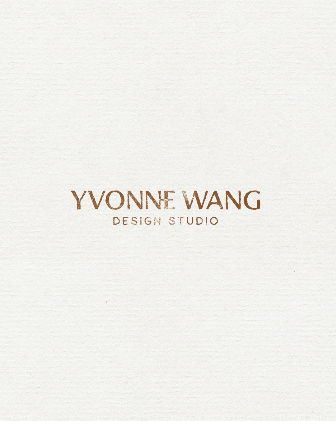 Design studio logo with the text 'Yvonne Wang Design Studio' on a textured white background.