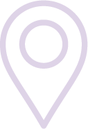 Light purple location pin outline icon on a black background