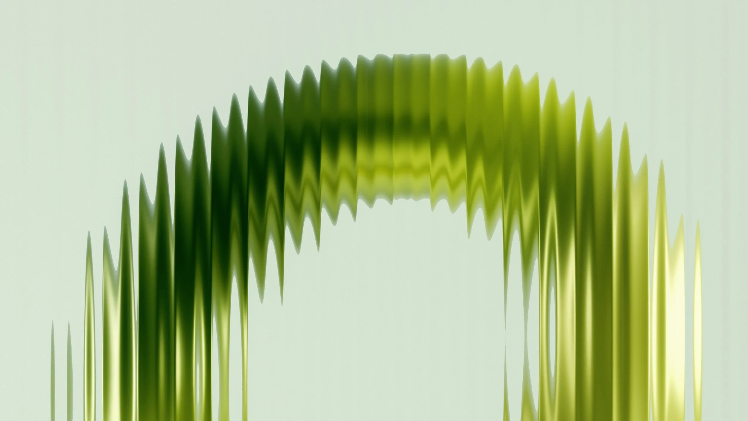 Abstract image with a wavy, green structure on a light background.