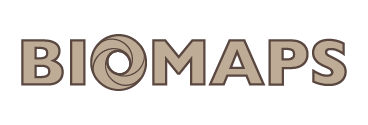 Text logo displaying the word 'BIOMAPS' in beige and brown letters.