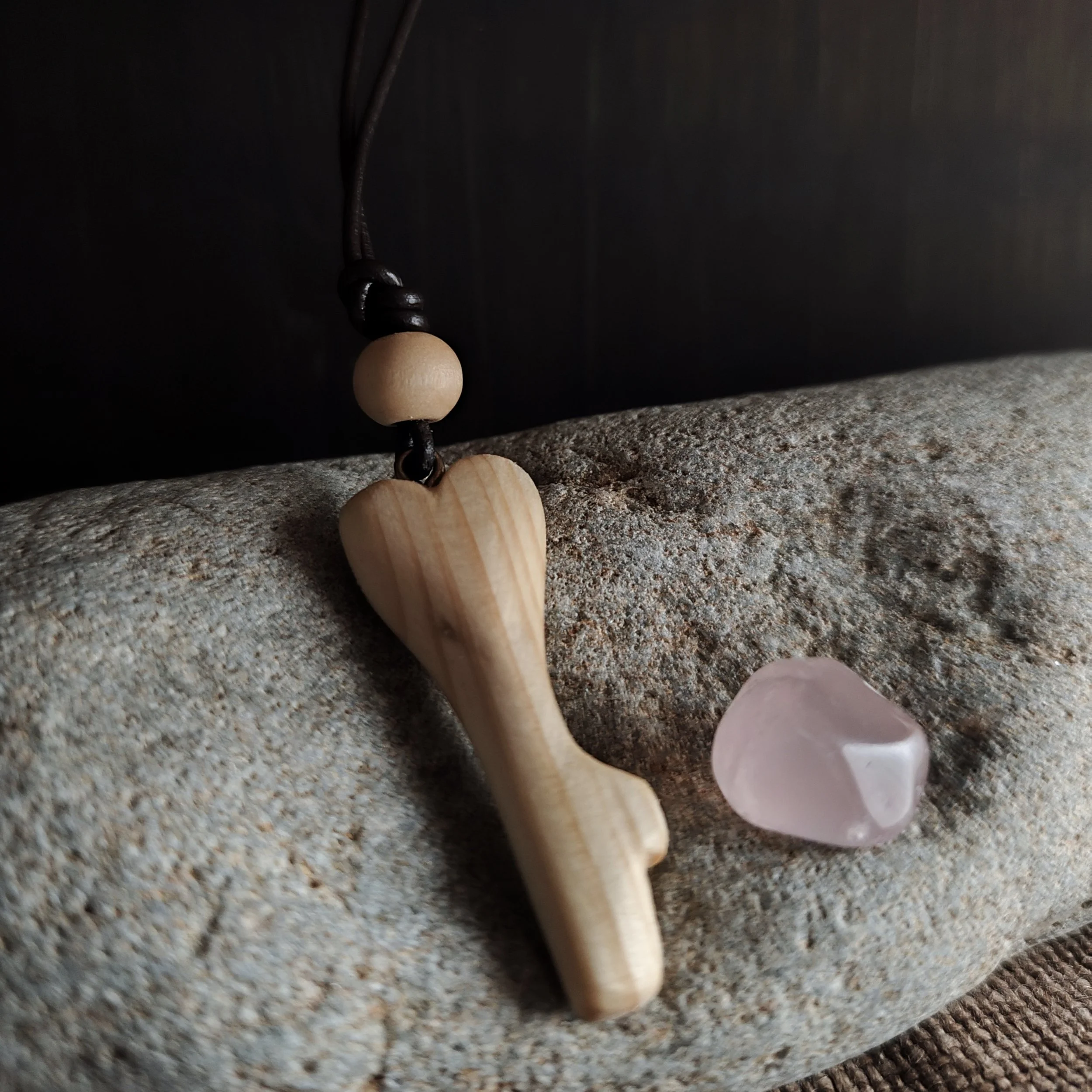 The Keeper of the Heart – hand‑carved pine key pendant