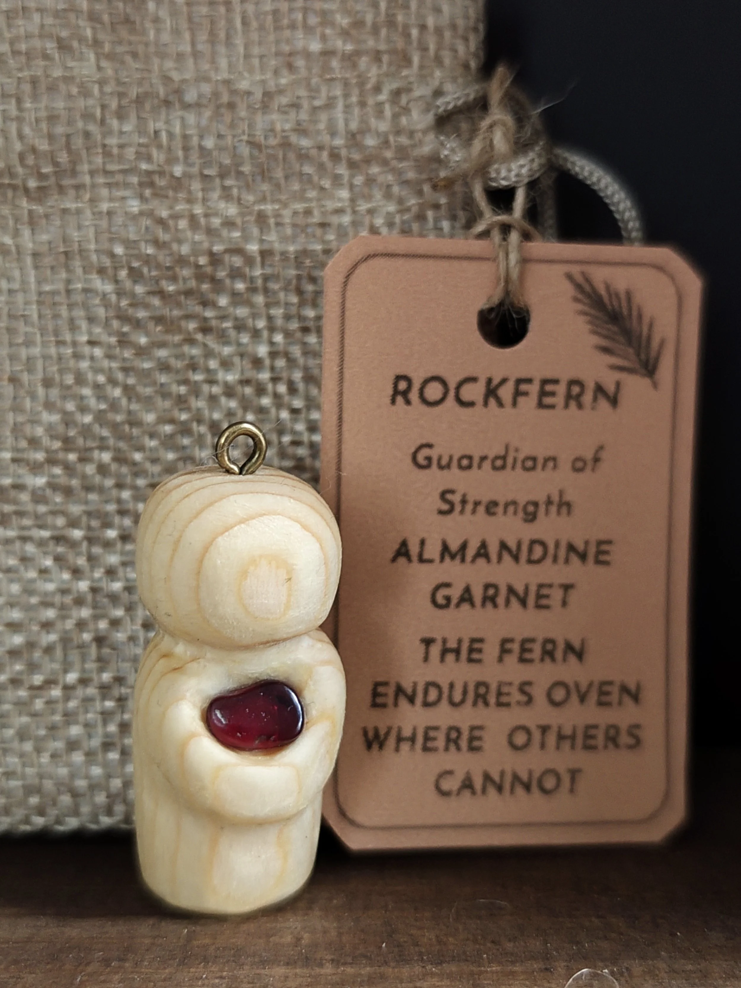 Rockfern  (Strength) - Hand - carved Irish pine guardian