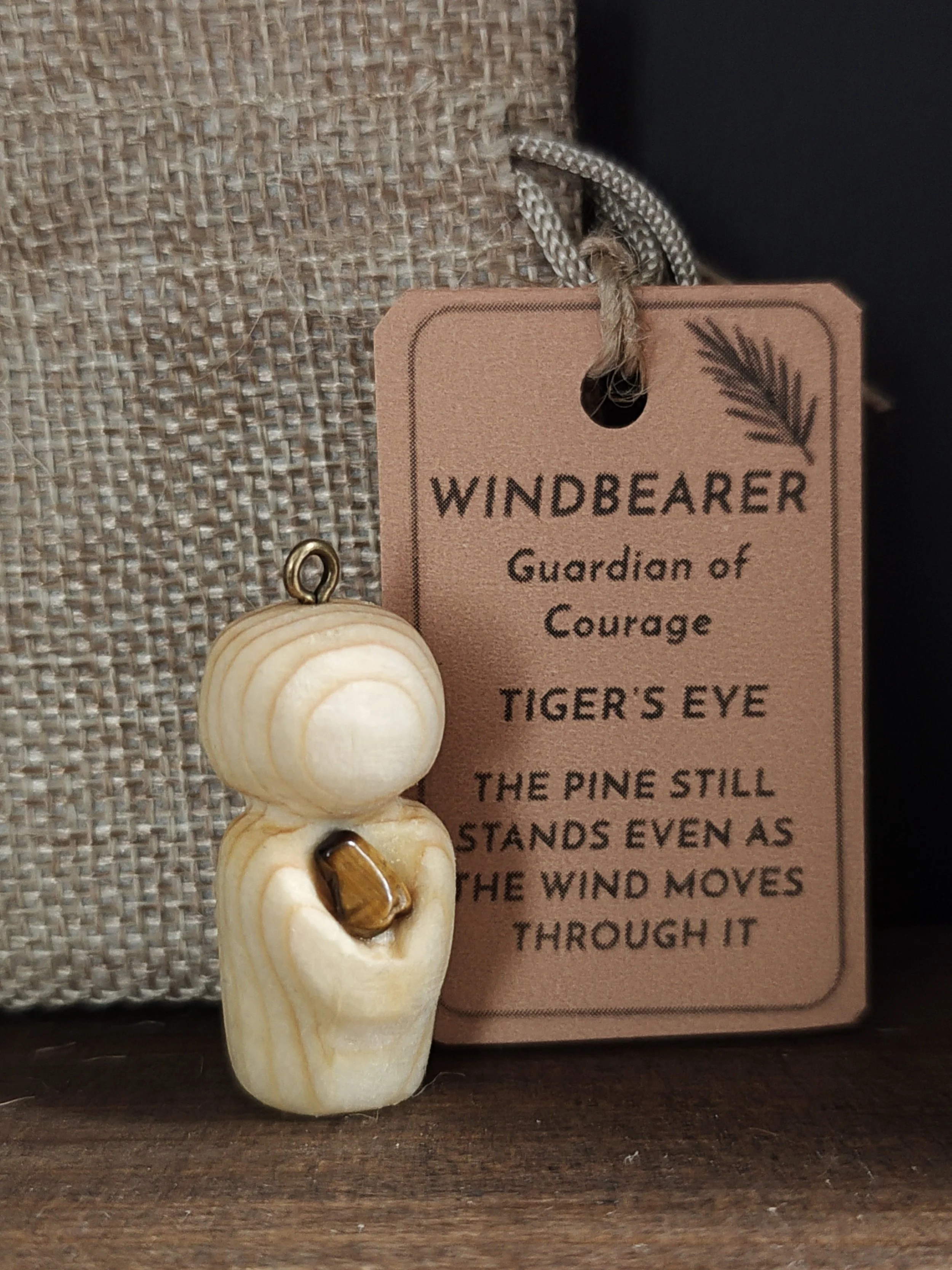 Windbearer (Courage)-  Hand‑carved Irish pine guardian