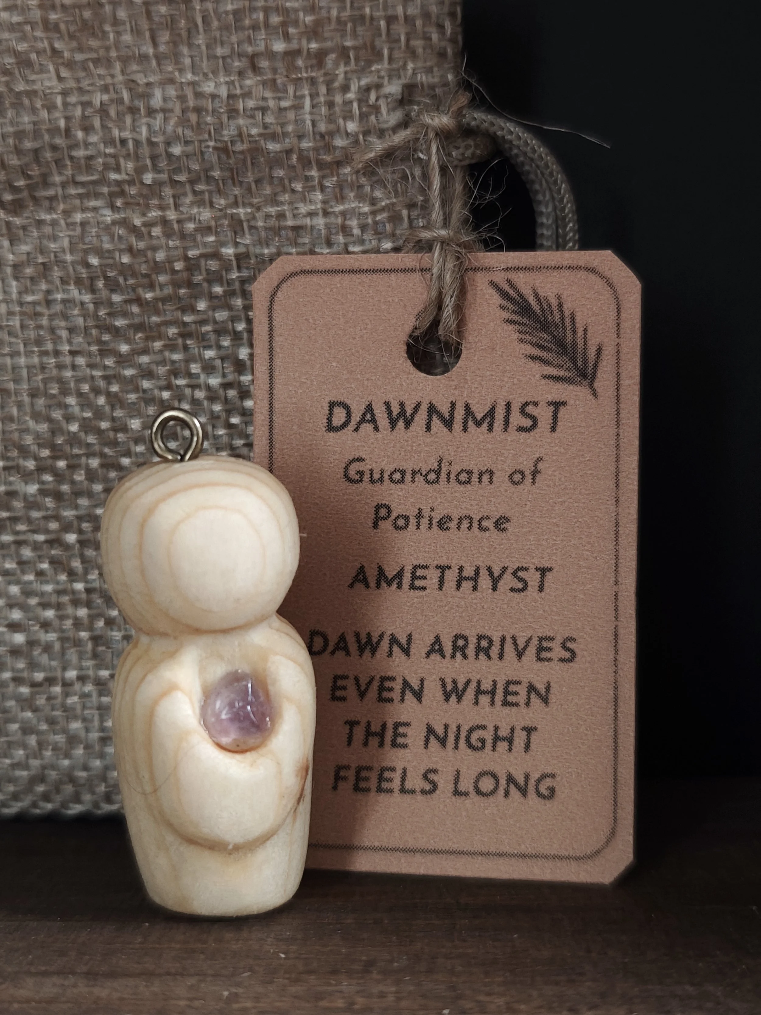Dawnmist (Patience)-  Hand‑carved Irish pine guardian