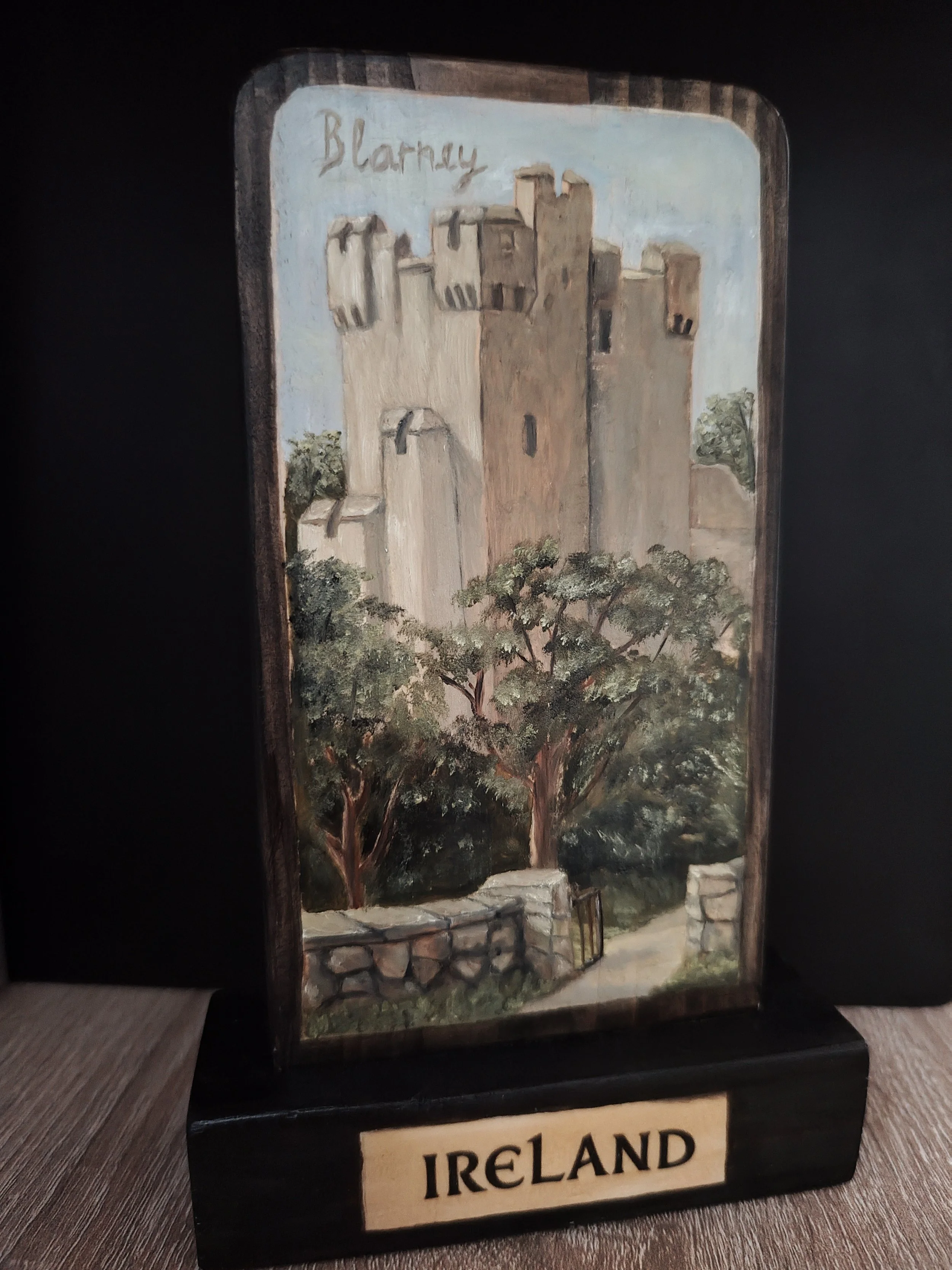 Blarney – Hand‑painted Irish pine wood plaque (Quiet Castle)