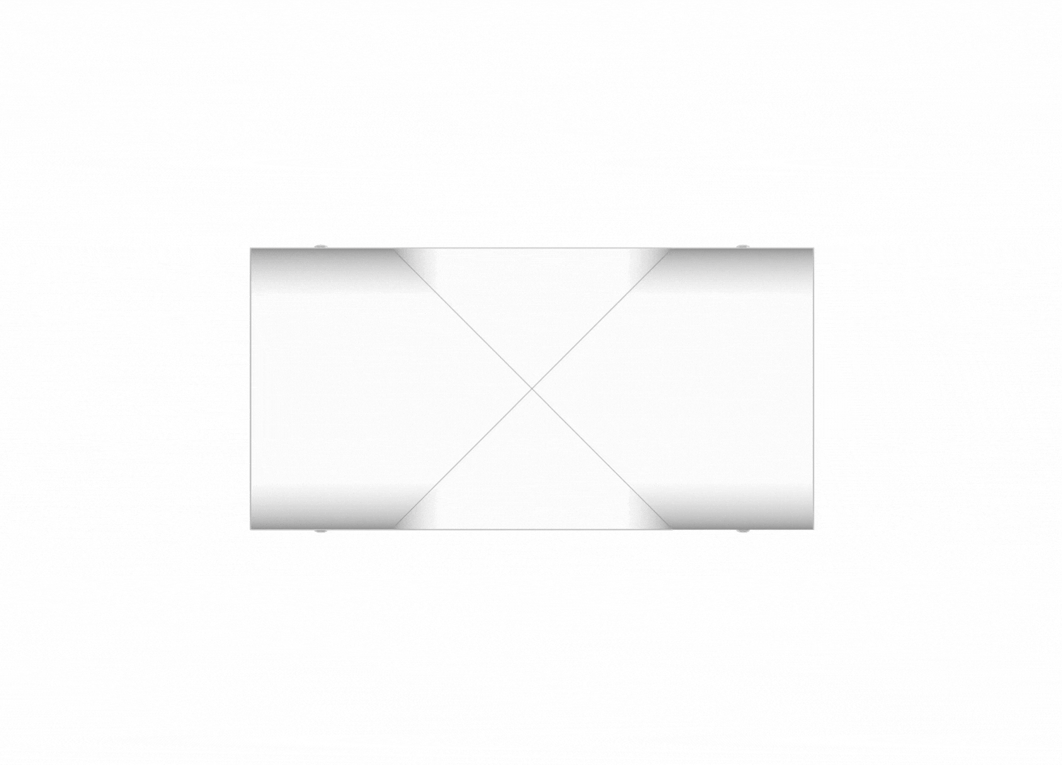 Top-down view of a white rectangular box with subtle shading, placed on a white surface.