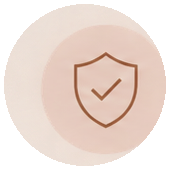 A shield with a checkmark inside, symbolizing security or protection.
