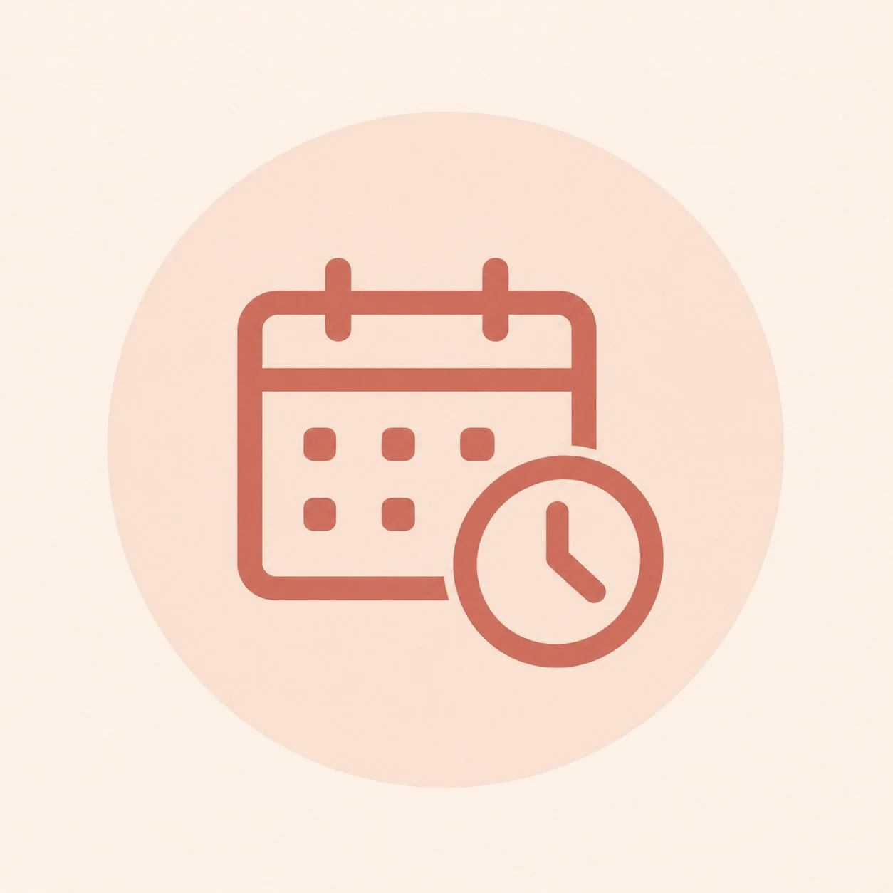 Calendar with a clock icon indicating a scheduled event or date.