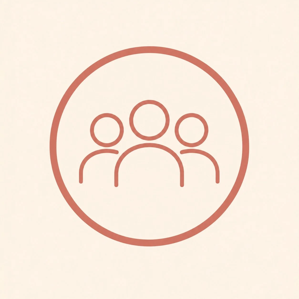 Icon of three people inside a circle, representing a group or community.
