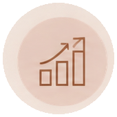 An upward-trending bar graph with an arrow indicating growth