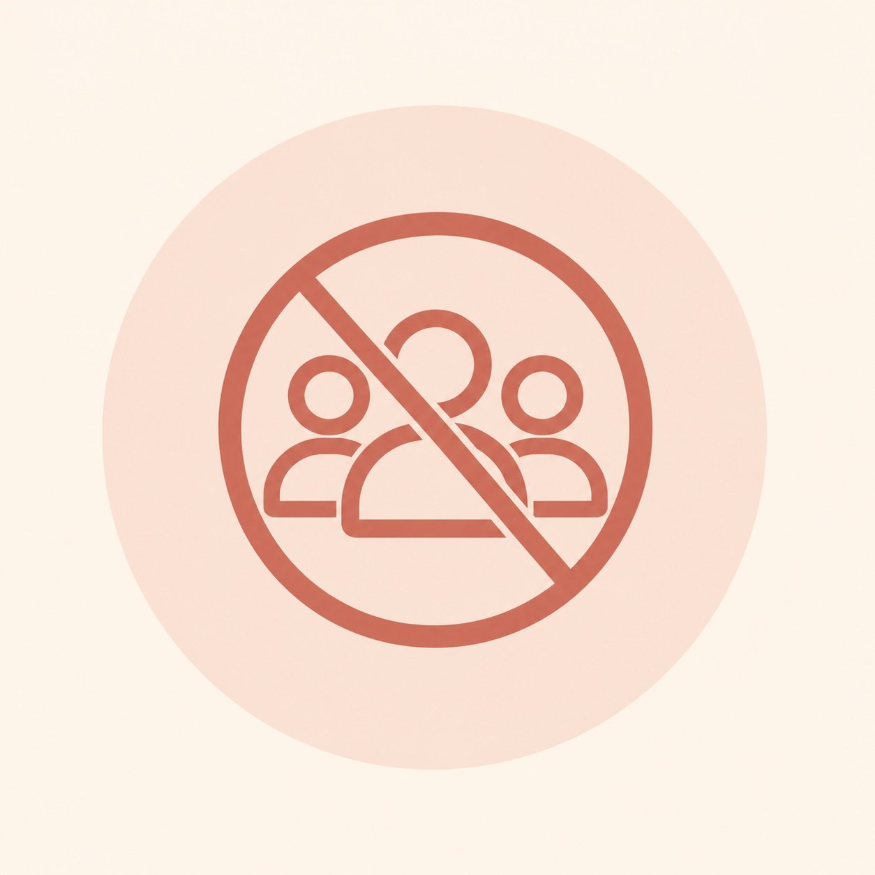 No social distancing logo with three people and a diagonal line crossing through them.