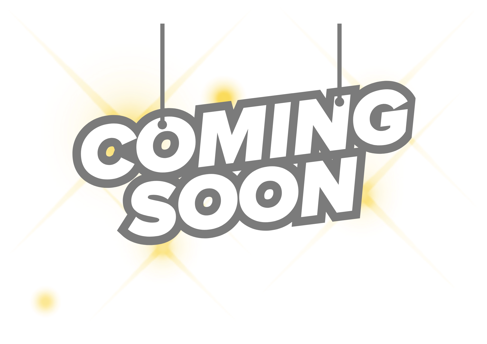 Bright yellow explosion graphic with large white and gray text that reads "COMING SOON".