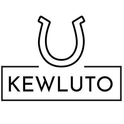 Logo featuring a horseshoe shape above the text 'KEWLUTO' in uppercase letters within a rectangular border.