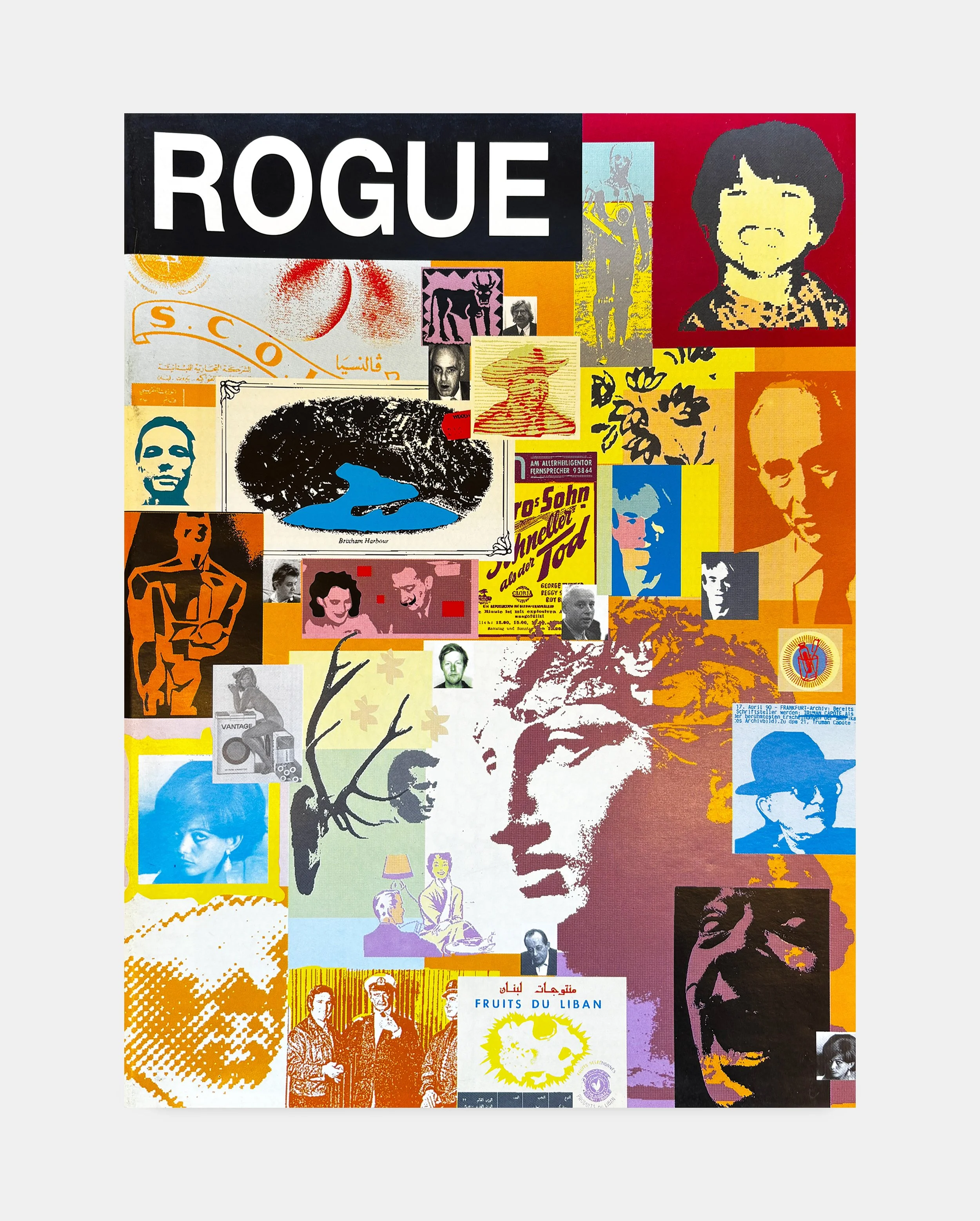 Collage of various posters and images with the prominent word 'ROGUE' at the top, featuring photos of people, artwork, and symbolic graphics in a colorful, layered design.