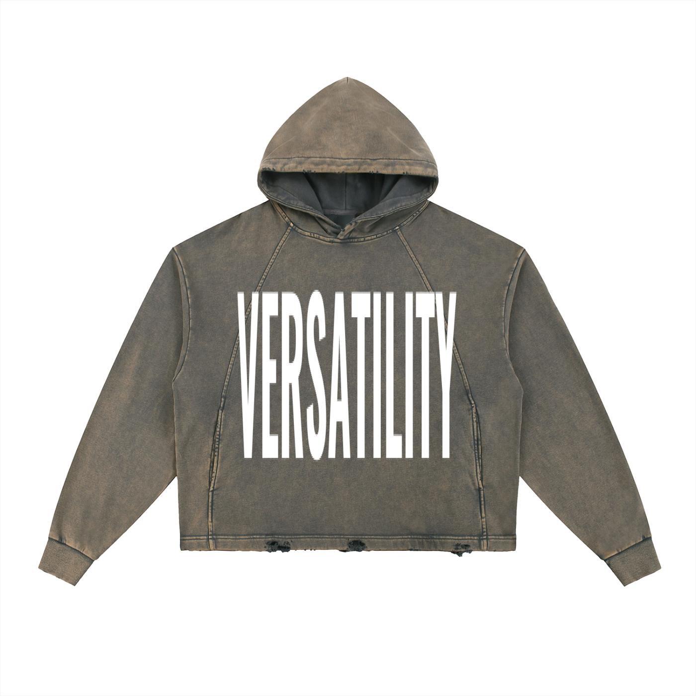 Vintage Washed Frayed-Hem Hoodie