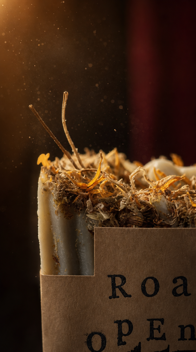 A partially unwrapped bar of white chocolate with shredded coconut and dried orange peel, with a few chocolate sticks sticking out from the top.