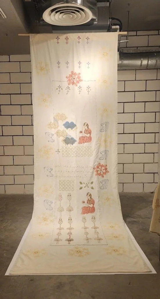 The Kororo and My Aunt

A textile installation, August 2025

This large-scale textile artwork is a visual tribute to the intangible heritage and forgotten narratives of our female ancestors. It honors their daily rituals—such as the rhythmic rolling 