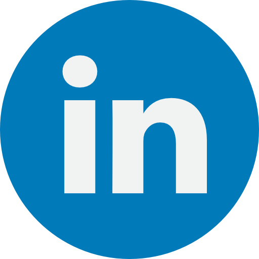 White lowercase “in” logo inside a blue circle