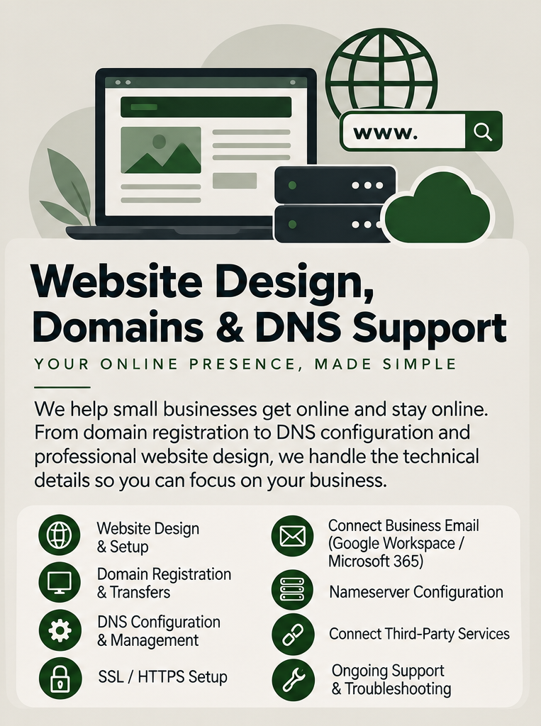 Website Design, Domains & DNS Support
