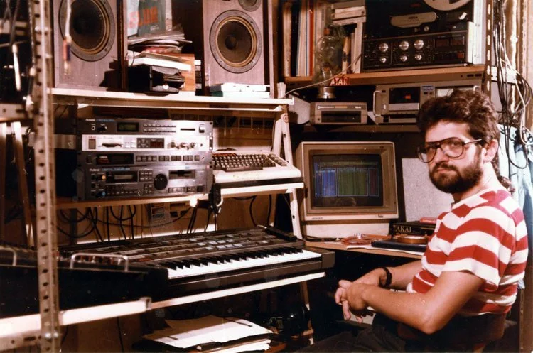 Stefan Elefteriu in his home studio, Bucharest, 1990