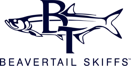 Logo of Beavertail Skiffs featuring a stylized fish and boat elements with the company name.