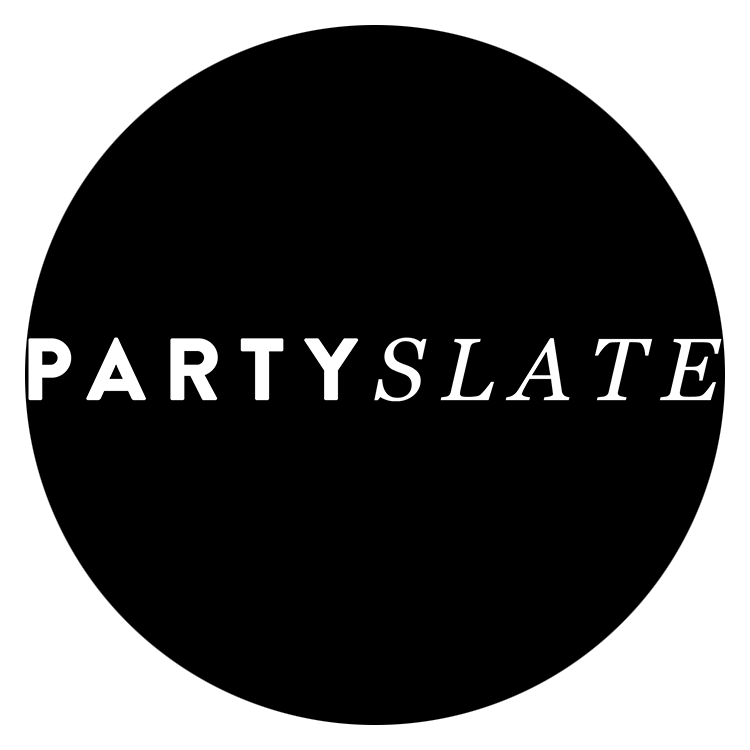 Black background with the words "PARTY SLATE" written in white, stylized font.