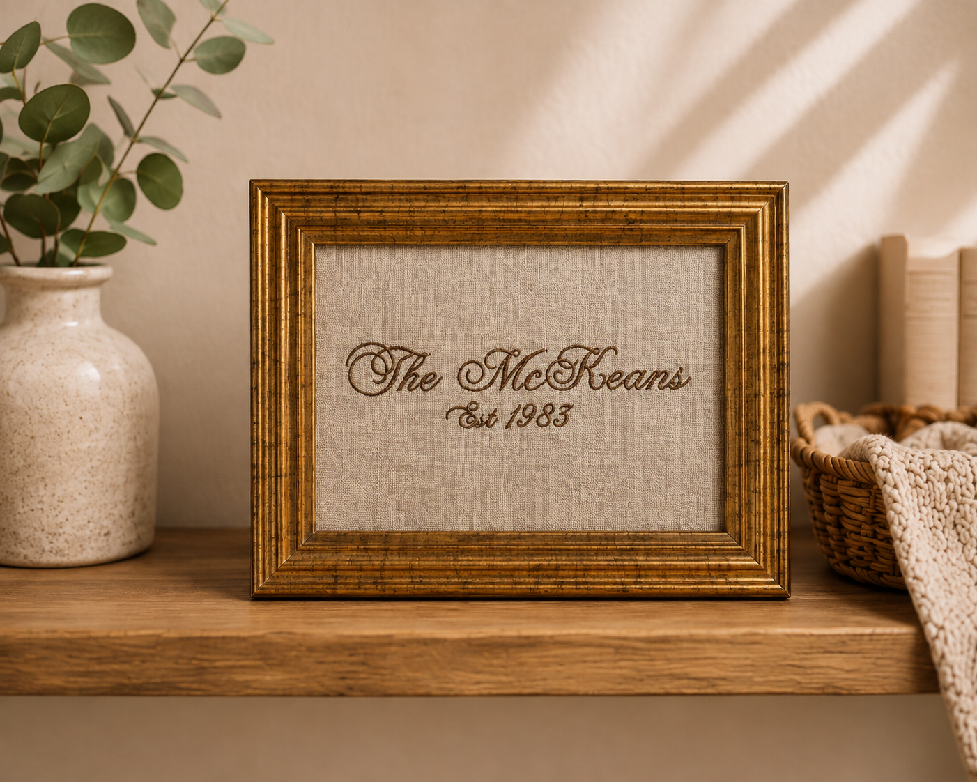 Embroidered Family Name Sign 8x10