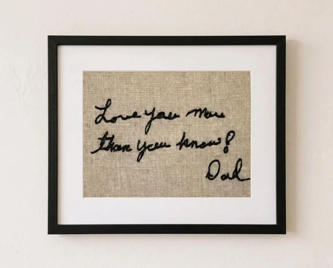 Custom Handwriting Embroidery Art 8x10